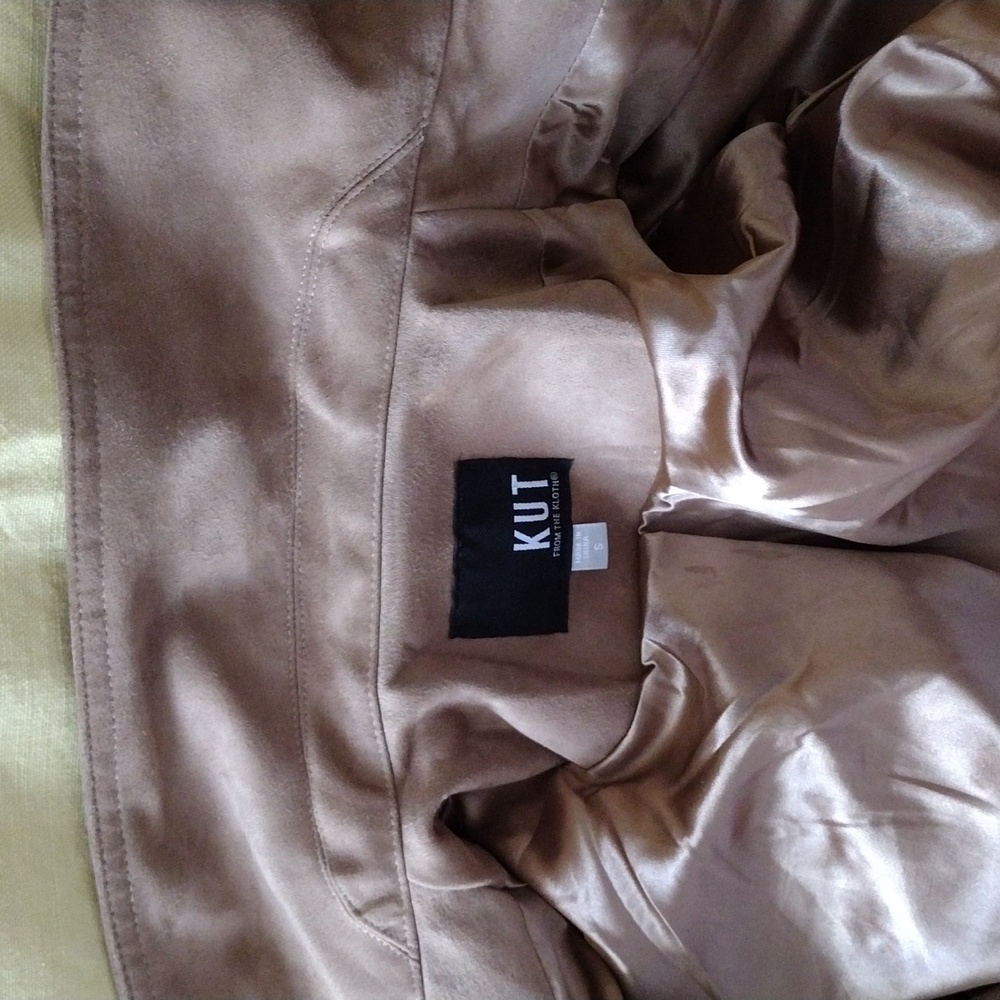 Kut from the Kloth beige faux suede biker jacket S - Picture 7 of 10